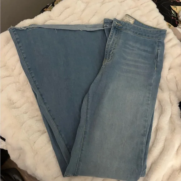 Free People Blue Flare Wide Leg Jeans - Picture 2 of 6